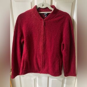 Eileen Fisher Red Zip Up Sweater Size Medium Wool Blend